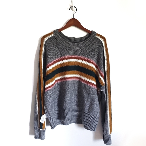 Madewell Striped Rainbow Gray Pullover Sweater XXL - Picture 13 of 15